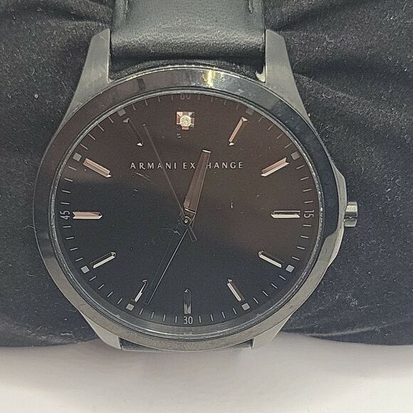 Armani Exchange AX2171 Men's Black Leather Analog Dial Quartz Wrist Watch BC492